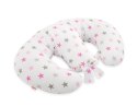 Poduszka rogal do karmienia bliźniąt + zdejmowana poszewka - gwiazdy szaro-różowe
