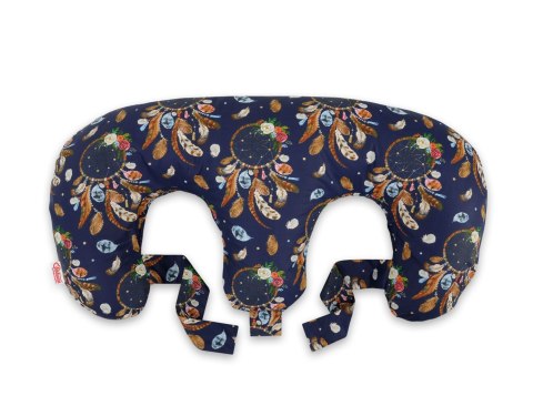 Poduszka rogal do karmienia bliźniąt + zdejmowana poszewka - łapacze snów granatowe