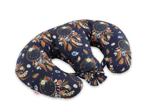 Poduszka rogal do karmienia bliźniąt + zdejmowana poszewka - łapacze snów granatowe