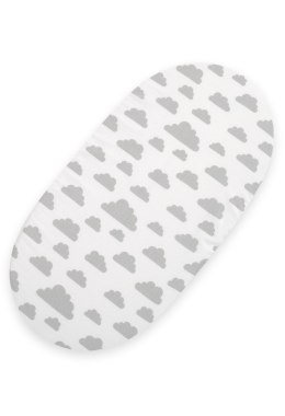 Prześcieradło bawełniane do kosza Mojżesza Boho wózka gondoli 75x35 cm - Chmurki szare