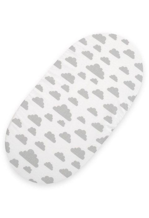 Prześcieradło bawełniane do kosza Mojżesza Boho wózka gondoli 75x35 cm - Chmurki szare