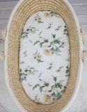 Prześcieradło bawełniane do kosza Mojżesza Boho wózka gondoli 75x35 cm - Clematis on beige