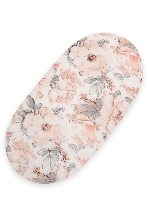 Prześcieradło bawełniane do kosza Mojżesza Boho wózka gondoli 75x35 cm - Róże sepia