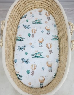Prześcieradło bawełniane do kosza Mojżesza Boho wózka gondoli 75x35 cm - Sky adventure