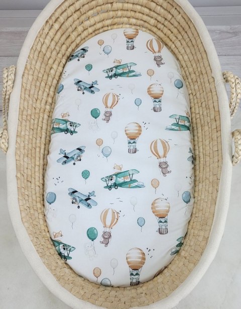Prześcieradło bawełniane do kosza Mojżesza Boho wózka gondoli 75x35 cm - Sky adventure