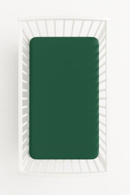 Prześcieradło bawełniane z gumką do łóżeczka 120x60 cm - butelkowa zieleń