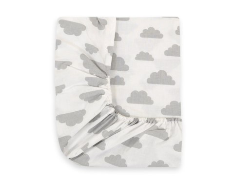 Prześcieradło bawełniane z gumką do łóżeczka 120x60 cm - chmurki szare