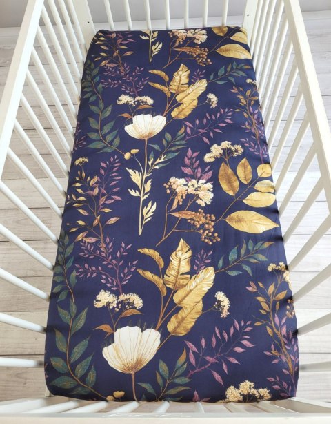 Prześcieradło bawełniane z gumką do łóżeczka 120x60 cm - floristic