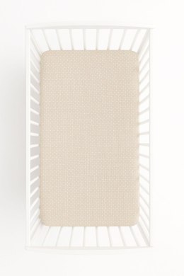 Prześcieradło bawełniane z gumką do łóżeczka 120x60 cm - groszki na beżu