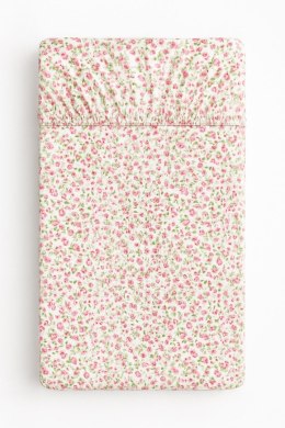 Prześcieradło bawełniane z gumką do łóżeczka 120x60 cm - łączka różowa