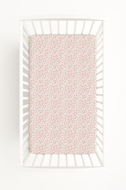 Prześcieradło bawełniane z gumką do łóżeczka 120x60 cm - łączka różowa