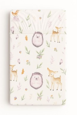 Prześcieradło bawełniane z gumką do łóżeczka 120x60 cm - leśna delikatność