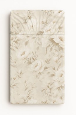 Prześcieradło bawełniane z gumką do łóżeczka 120x60 cm - peonies beige
