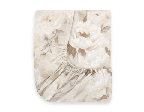 Prześcieradło bawełniane z gumką do łóżeczka 120x60 cm - peonies beige