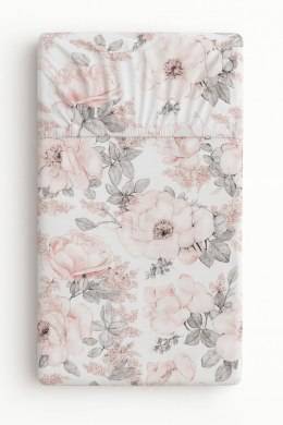 Prześcieradło bawełniane z gumką do łóżeczka 120x60 cm - róże sepia