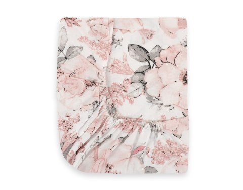 Prześcieradło bawełniane z gumką do łóżeczka 120x60 cm - róże sepia