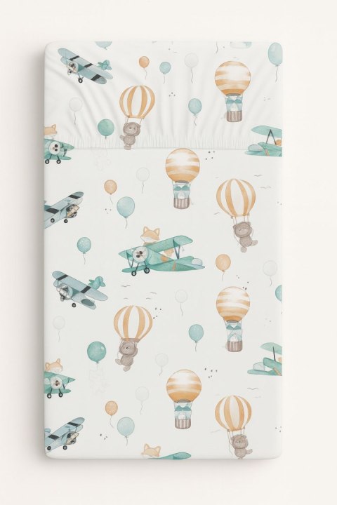 Prześcieradło bawełniane z gumką do łóżeczka 120x60 cm - sky adventure