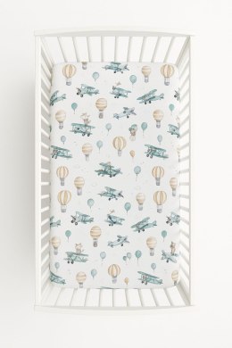 Prześcieradło bawełniane z gumką do łóżeczka 120x60 cm - sky adventure