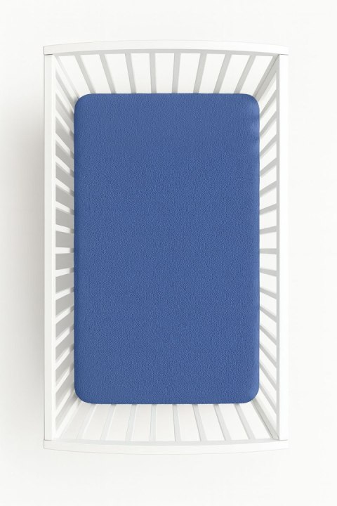 Prześcieradło frotte z gumką do łóżeczka 140x70cm - ciemny niebieski