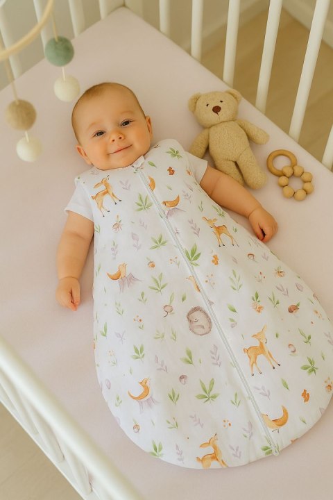 Śpiworek dla dzieci bawełniany zaokrąglony S 0-6 mcy letni TOG 1.0 - leśna delikatność