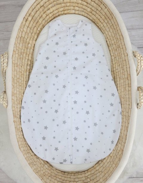 Śpiworek dla dzieci bawełniany zaokrąglony S 0-6 mcy letni TOG 1.0 - mini gwiazdki szare