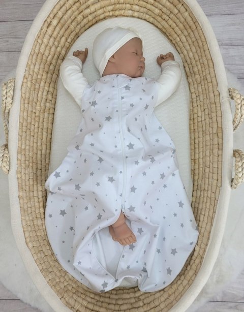 Śpiworek dla dzieci bawełniany zaokrąglony S 0-6 mcy letni TOG 1.0 - mini gwiazdki szare