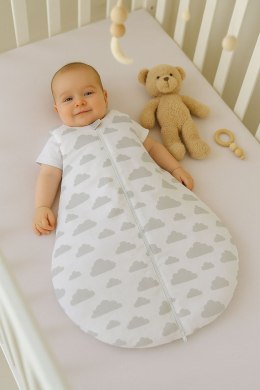 Śpiworek dla dzieci bawełniany zaokrąglony S 0-6 mcy letni TOG 1.0 - szare chmurki