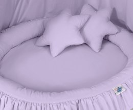 Zestaw: baldachim wiszący do pokoju dziecięcego, gniazdko z falbanką, poduszki - fioletowy