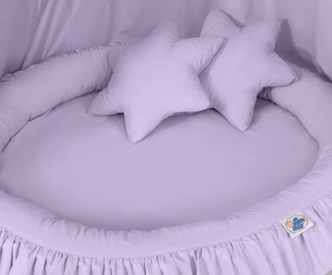 Zestaw: baldachim wiszący do pokoju dziecięcego, gniazdko z falbanką, poduszki - fioletowy