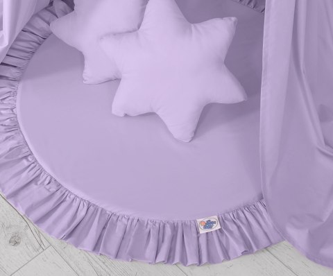 Zestaw: baldachim wiszący do pokoju dziecięcego, mata z falbanką, poduszki- fioletowy