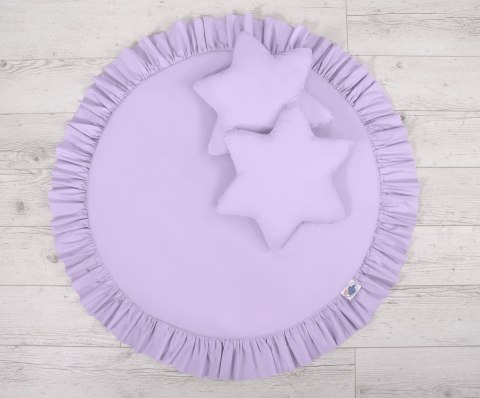 Zestaw: baldachim wiszący do pokoju dziecięcego, mata z falbanką, poduszki- fioletowy