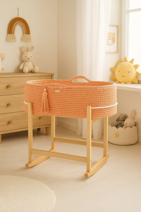 Kosz Mojżesza BOHO Handmade z kołyską - brzoskwiniowy