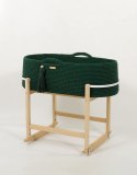 Kosz Mojżesza BOHO Handmade z kołyską - butelkowa zieleń