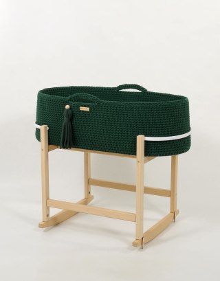 Kosz Mojżesza BOHO Handmade z kołyską - butelkowa zieleń