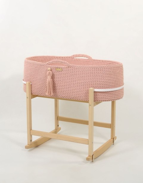 Kosz Mojżesza BOHO Handmade z kołyską - pastel pink