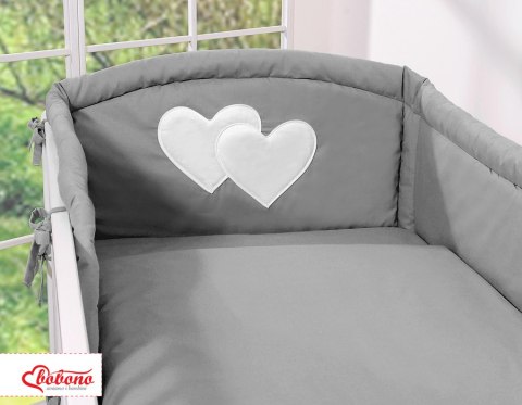 Pościel 3-cz 135x100 - Serduszka antracyt