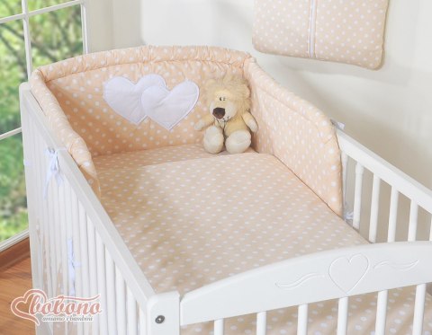 Pościel 3-cz 135x100 - Serduszka grochy beżowe