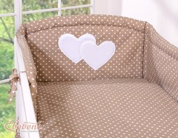 Pościel 3-cz 135x100 - Serduszka grochy na brązie