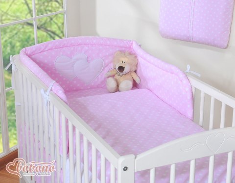 Pościel 3-cz 135x100 - Serduszka grochy różowe