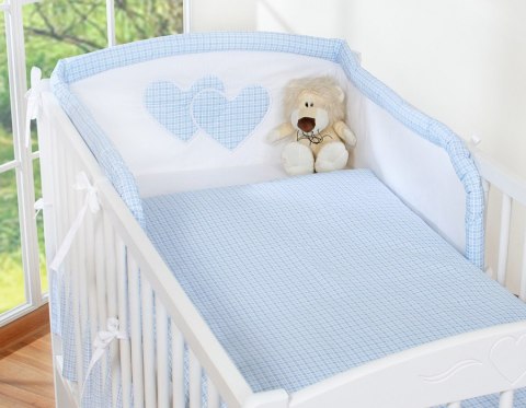 Pościel 3-cz 135x100 - Serduszka kratka niebieska