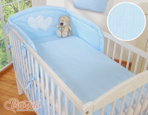 Pościel 3-cz 135x100 - Serduszka paseczki niebieskie