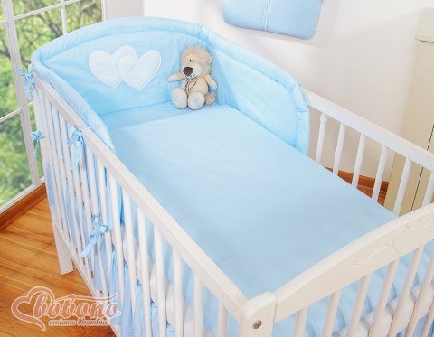 Pościel 3-cz 135x100 - Serduszka paseczki niebieskie