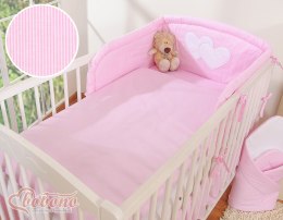 Pościel 3-cz 135x100 - Serduszka paseczki różowe