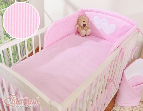 Pościel 3-cz 135x100 - Serduszka paseczki różowe