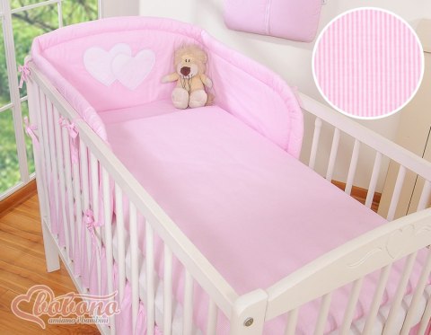 Pościel 3-cz 135x100 - Serduszka paseczki różowe
