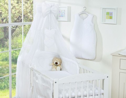 Pościel 5-cz 135x100 z baldachimem - Wiszące Serduszka białe