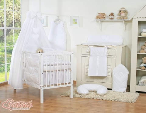 Pościel 5-cz 135x100 z baldachimem - Wiszące Serduszka białe