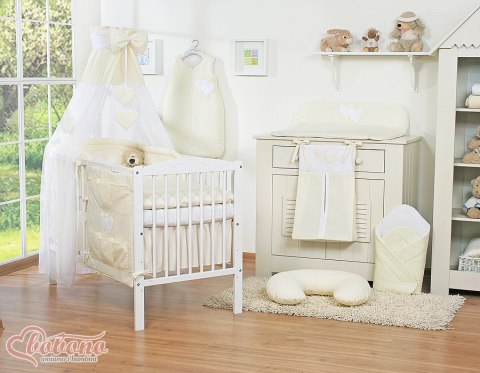 Pościel 5-cz 135x100 z baldachimem - Wiszące Serduszka kremowa