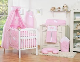 Pościel 5-cz 135x100 z baldachimem - Wiszące Serduszka różowe