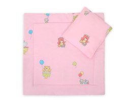 Pościel do wózka z wypełnieniem kołderka i poduszka - Wagoniki na różu